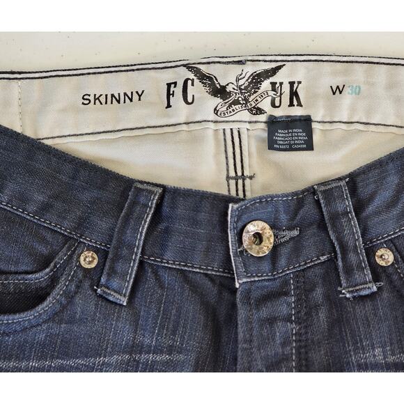 FCUK Jeans French Connection UK Button Fly Skinny W30 Dark Wash New Without Tags - Picture 3 of 16